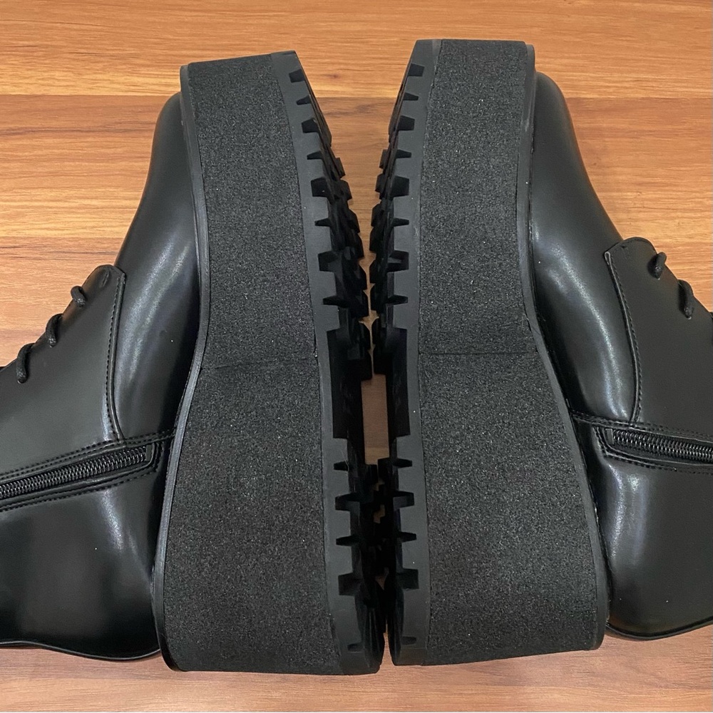 CIRCUS by Sam Edelman SLATER Black Faux Leather Lace-up Platform Combat Boots 8 - Picture 7 of 16